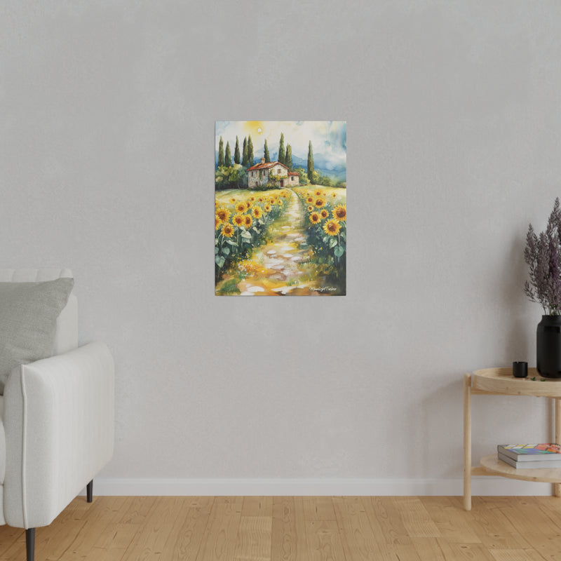 "Sunflower Pathways" Matte Canvas