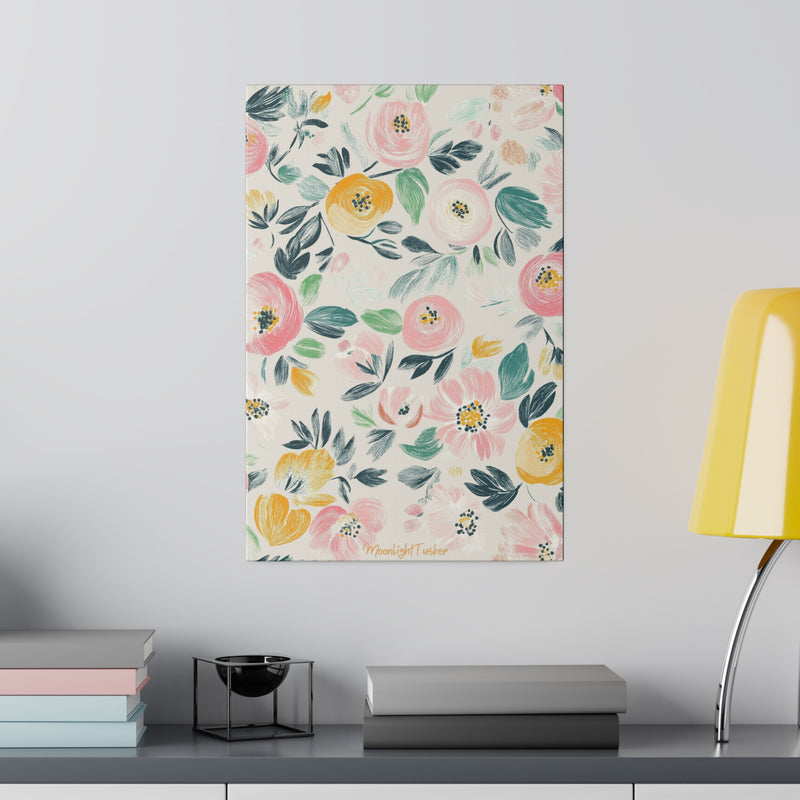 "Blush Meadow Blooms" Matte Canvas