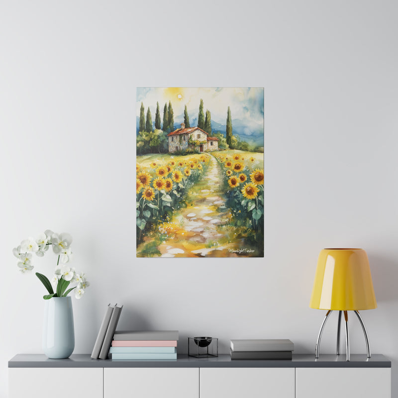 "Sunflower Pathways" Matte Canvas