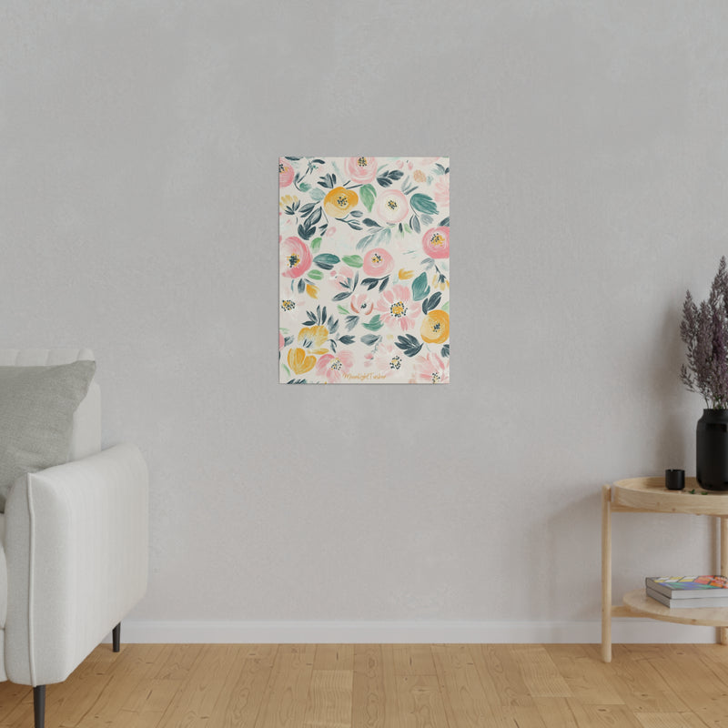 "Blush Meadow Blooms" Matte Canvas