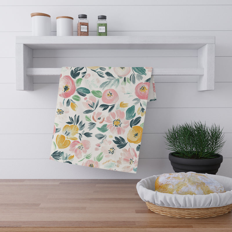 "Blush Meadow Blooms" Tea Towel