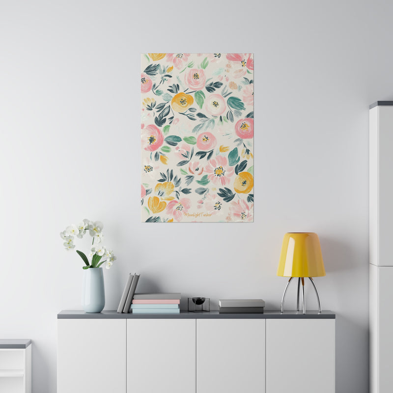 "Blush Meadow Blooms" Matte Canvas