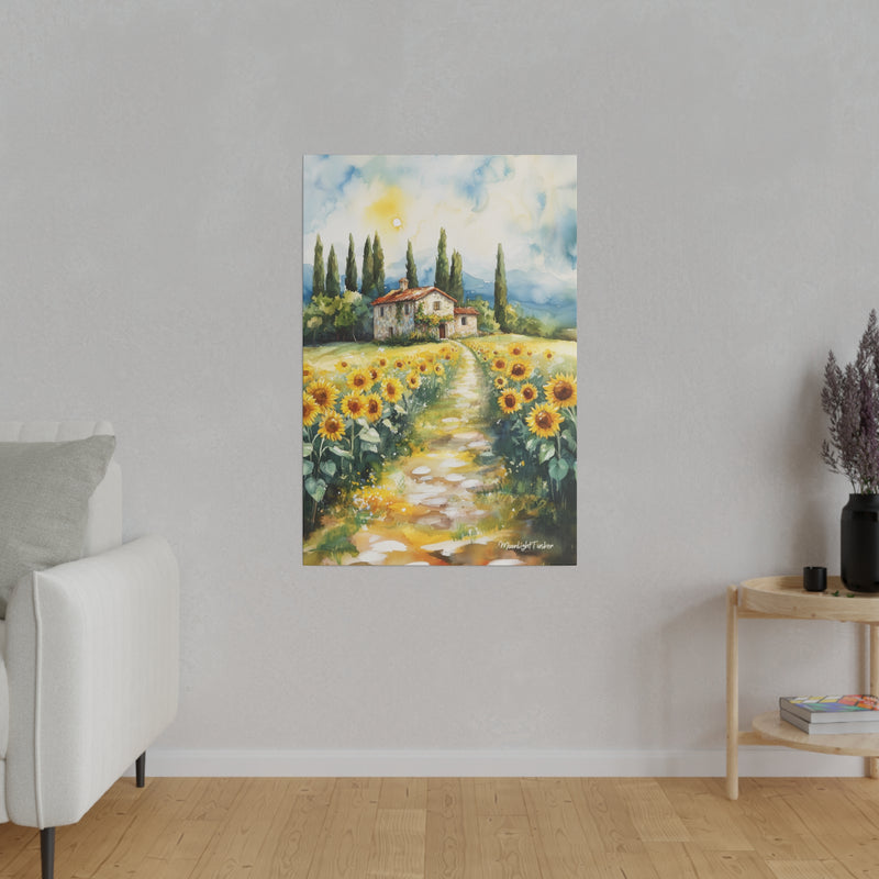"Sunflower Pathways" Matte Canvas