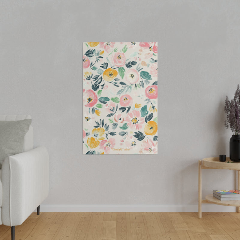 "Blush Meadow Blooms" Matte Canvas