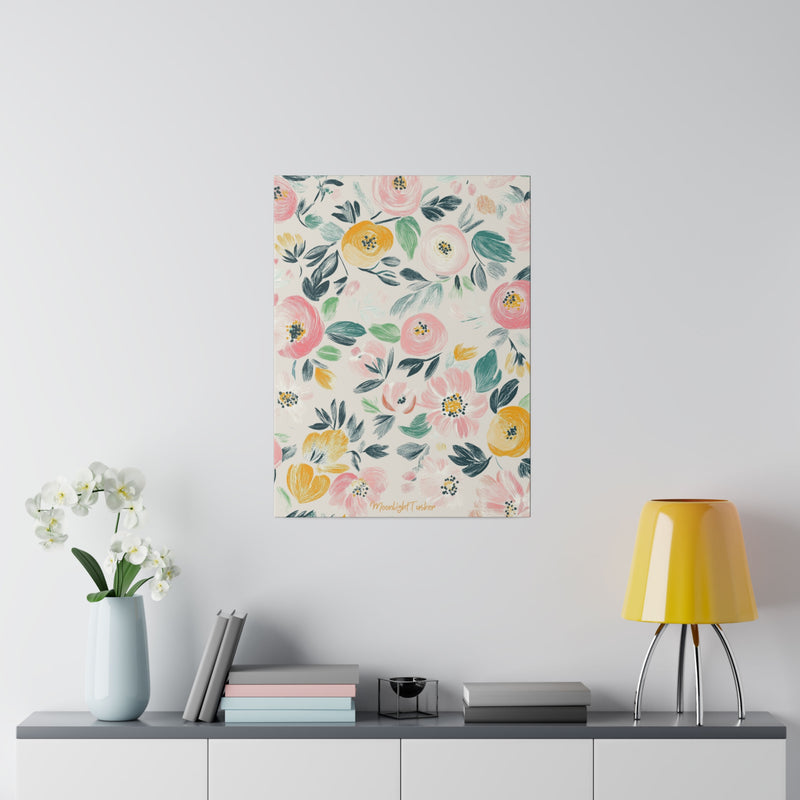 "Blush Meadow Blooms" Matte Canvas
