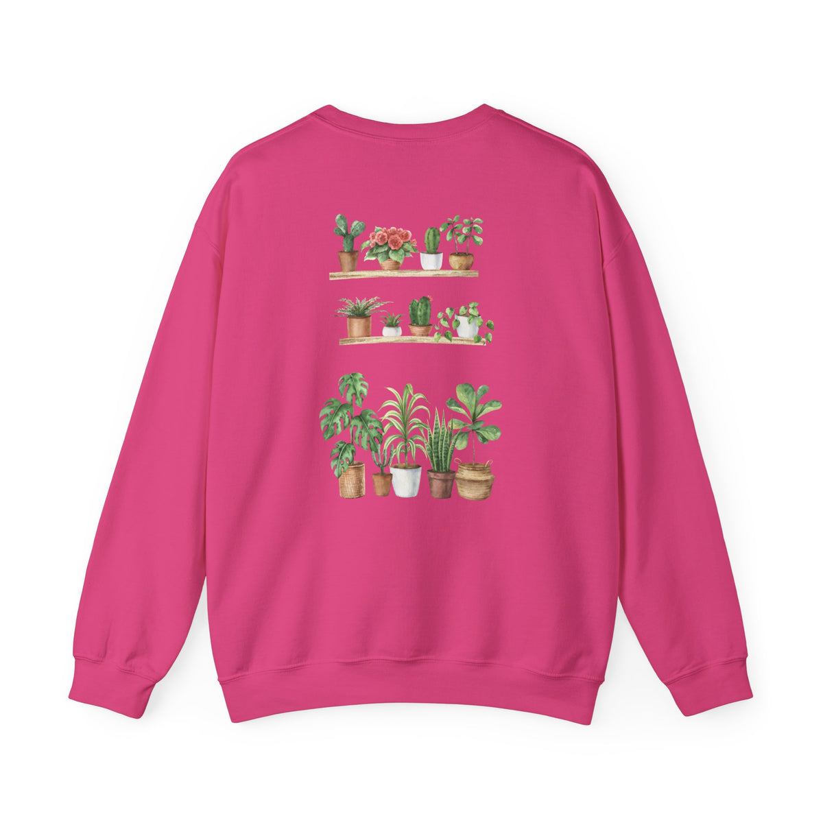 Plant Shelf Crewneck Sweatshirt — “Just One More” Potted Plant Graphic