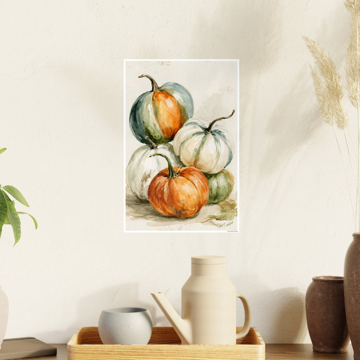 Pumpkin Watercolor Poster - Autumn Farmhouse Wall Art