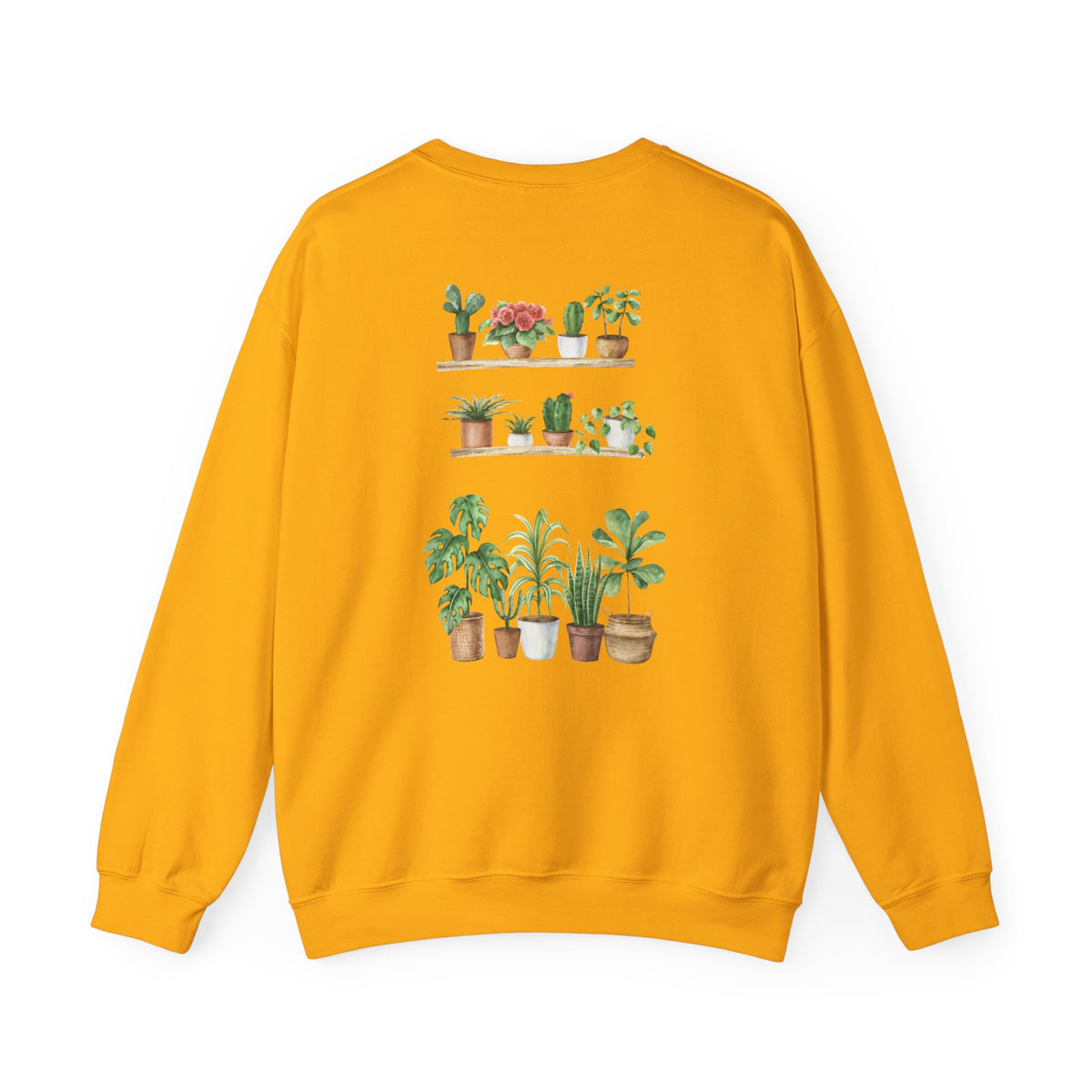 Plant Shelf Crewneck Sweatshirt — “Just One More” Potted Plant Graphic